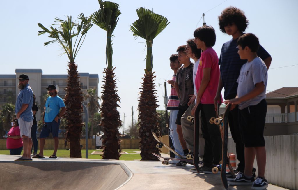 Eager young skaters wait to drop in at the John L. Tompkins Skatepark on South Padre Island during its grand opening May 8