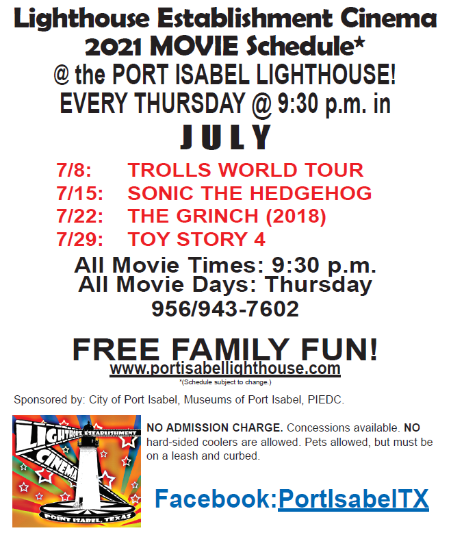 Movies at the Port Isabel Lighthouse: Thursdays in July [Trolls World Tour]