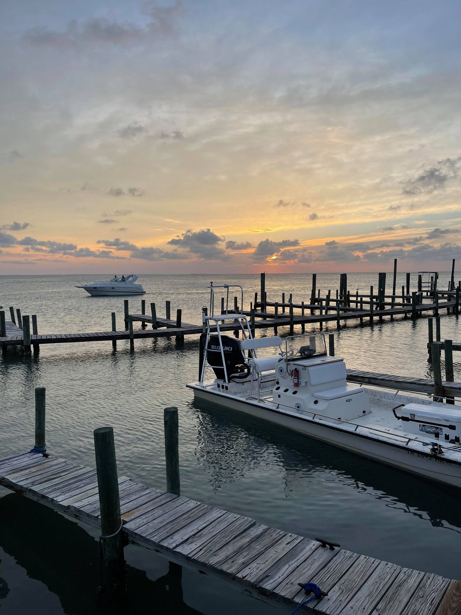 Pictured are boats docked in the Laguna Madre Bay near the Painted Marlin Grille and Jim’s Pier on South Padre Island. (Alana Hernandez/Valley Morning Star)