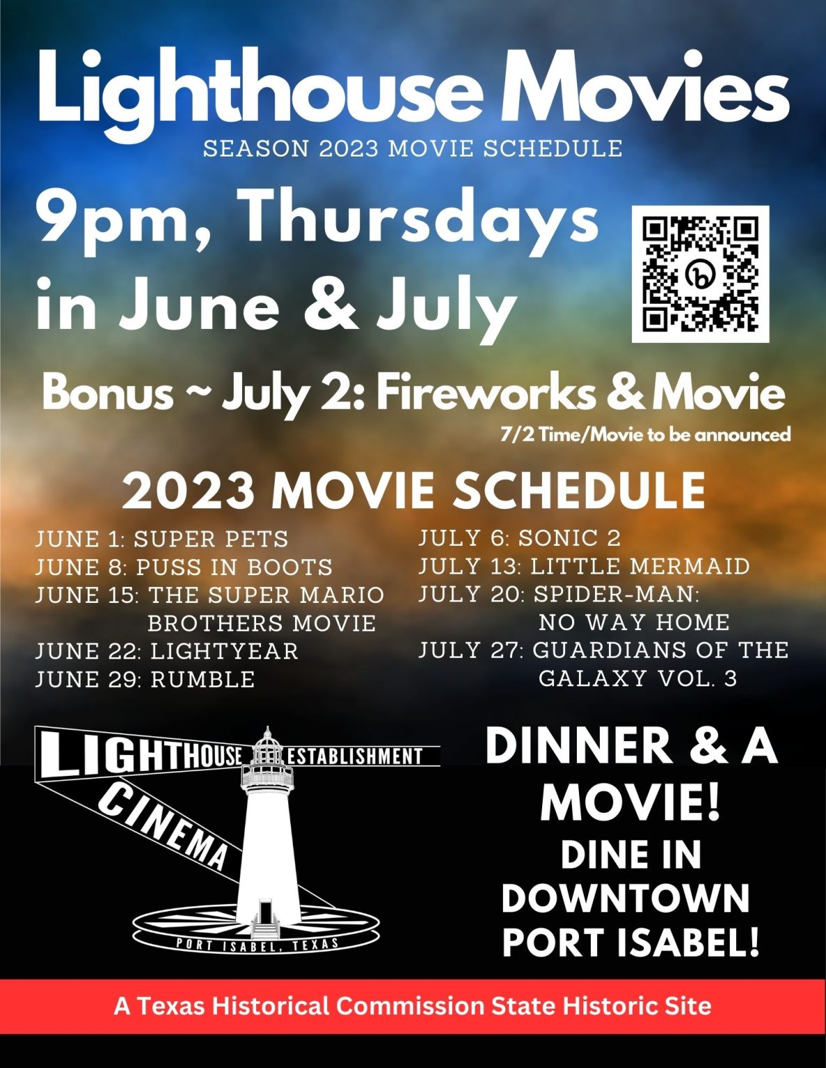 Port Isabel Lighthouse Movies 2023 movie schedule