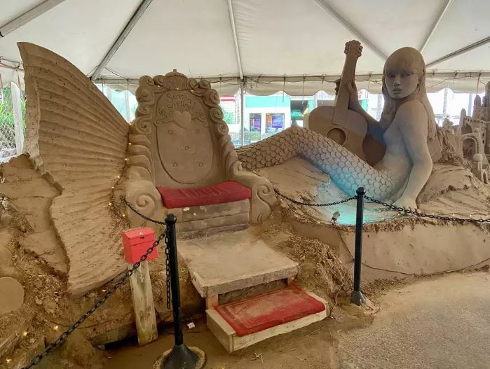 Taylor Swift mermaid sand sculpture