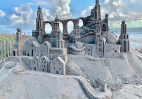 Sand sculpture of an elaborate castle